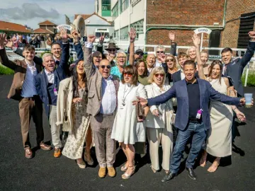 A large group of race goers at Brighton Racecourse