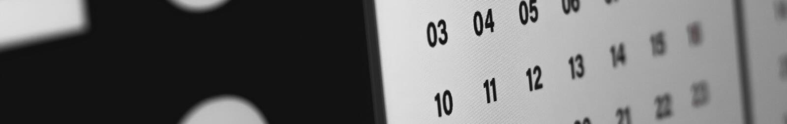 A close up of a calendar